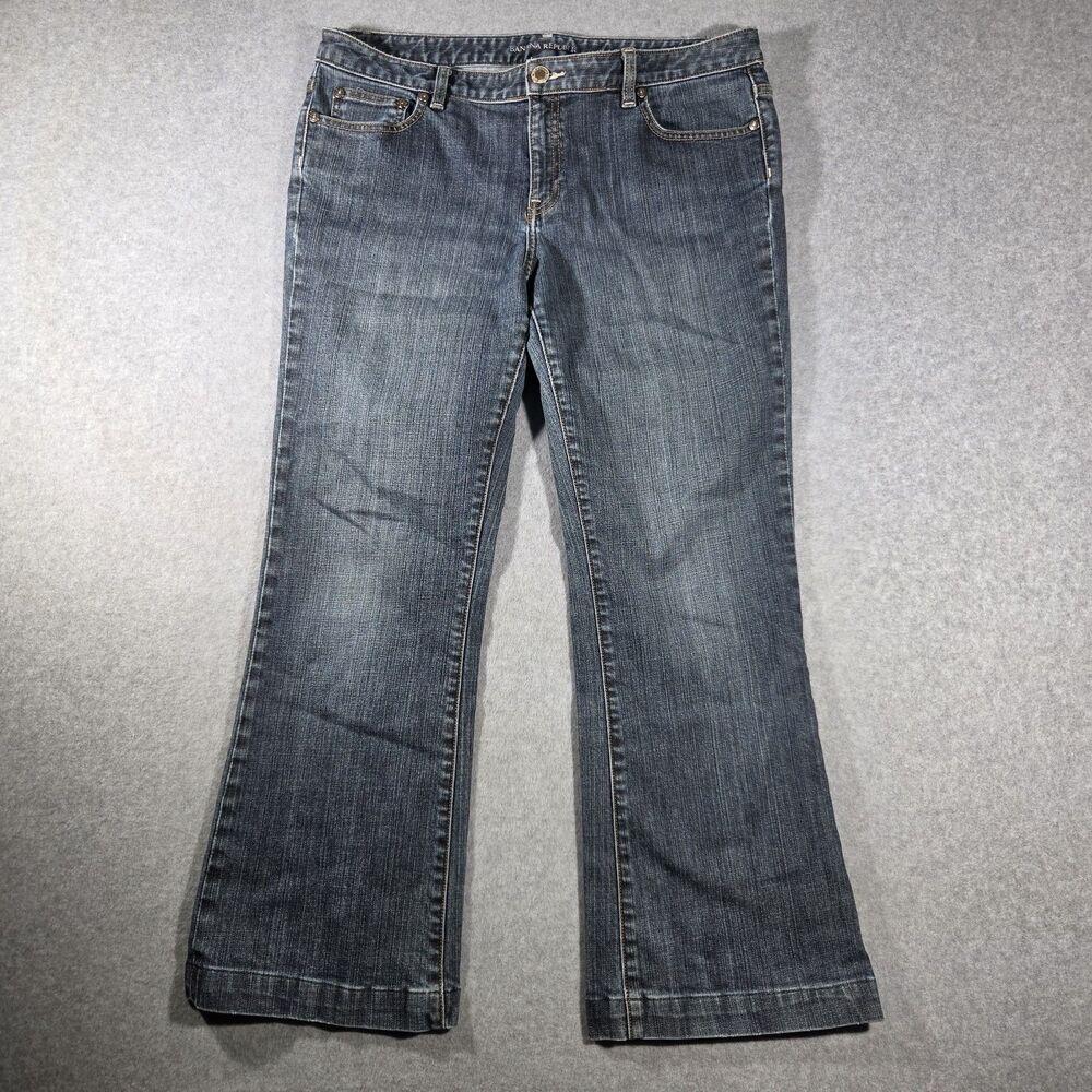 Banana Republic Boot Cut Denim Jeans Size 12 Gently Distressed Worn Comfy